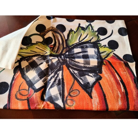 Pumpkin Decorative Pillow Cover Thanksgiving Farmhouse Cottage Fall Decor Plaid - Picture 5 of 7